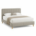 Letto matrimoniale imbottito 160 x 200 cm in poliestere grigio tortora con testiera rettangolare