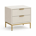 Comodino con 2 cassetti in MDF bianco e acciaio dorato 50 x 40 x 55 cm