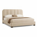 Struttura letto matrimoniale imbottita 160 x 200 cm in poliestere beige con testiera arrotondata