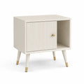 Comodino con anta scorrevole e vano aperto in MDF bianco 50 x 40 x 60 cm