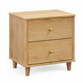 Comodino a 2 cassetti in rovere massello naturale 50 x 40 x 60 cm