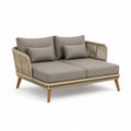 Divano da giardino 2 posti rettangolare 160 x 85 x 78 cm in alluminio corda di polipropilene e acacia beige tortora