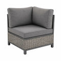 Poltrona angolare da giardino in rattan PE grigio con cuscini 70 x 70 x 60 cm