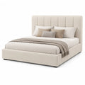 Letto matrimoniale imbottito rettangolare 160 x 200 cm in poliestere beige con testiera alta