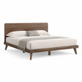 Letto matrimoniale con testiera in legno massello color noce per materasso 160 x 200 cm