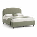 Letto matrimoniale 160 x 200 cm con testiera imbottita in velluto verde salvia