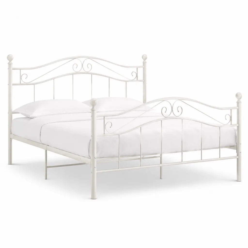 Letto matrimoniale struttura in acciaio curvata bianco 140 x 200 cm