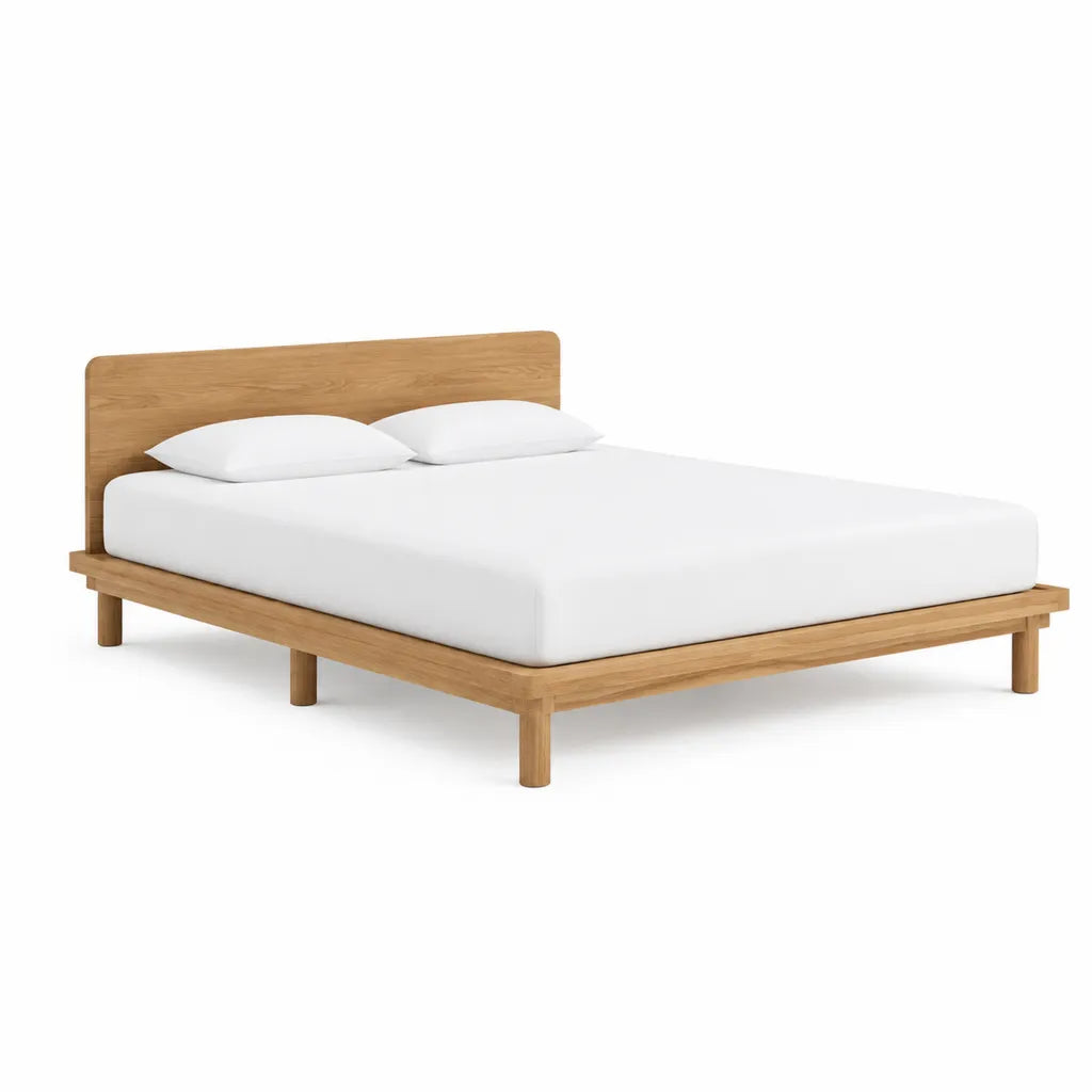 Letto matrimoniale con struttura in legno massello di quercia 160 x 200 cm naturale