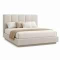 Letto matrimoniale imbottito 180 x 200 cm in poliestere rettangolare beige