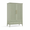 Armadio guardaroba 2 ante con cassetto in MDF verde salvia 100 x 55 x 190 cm