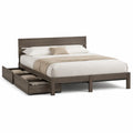 Letto matrimoniale con 2 cassetti contenitore 160 x 200 cm in pannelli di particelle grigio rovere