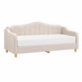 Letto singolo a divano 90 x 200 cm in velluto di poliestere beige con testiera imbottita