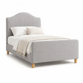 Letto matrimoniale imbottito 160 x 200 cm in poliestere grigio con testiera curva e rete a doghe