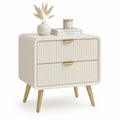 Comodino a 2 cassetti in MDF bianco con gambe dorate 60 x 40 x 60 cm