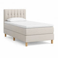 Letto singolo imbottito 90 x 200 cm in poliestere rettangolare beige con testiera capitonne