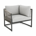 Poltrona da giardino singola 78 x 78 x 74 cm in alluminio con corda in polipropilene grigio e antracite