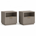 Set di 2 comodini rettangolari in MDF 45 x 40 x 55 cm tortora con cassetto e vano aperto